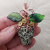 Dalmatian Jasper Skull Pumpkin Pendant In Copper