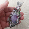 "Fantasy Flower Garden" Kunzite Fairy Pendant In Sterling Silver