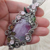 "Fantasy Flower Garden" Kunzite Fairy Pendant In Sterling Silver