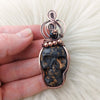 Jasper Skull Pendant In Copper
