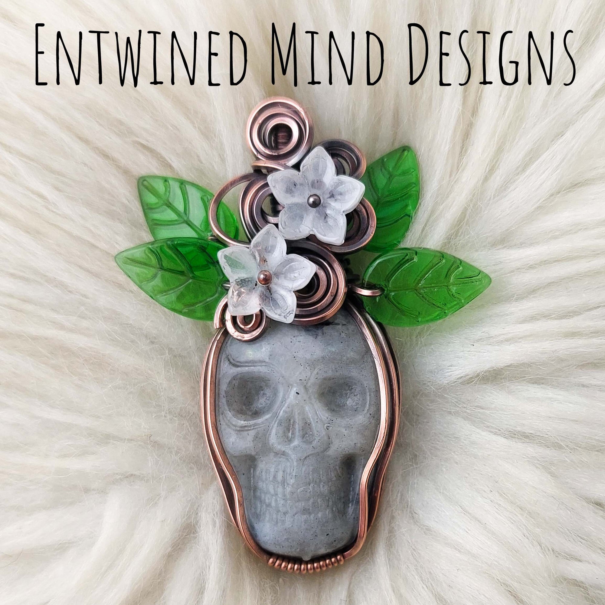 Quartz Skull Pendant In Copper