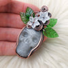 Quartz Skull Pendant In Copper