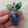 Sodalite Skull Pumpkin Pendant In Copper