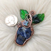 Sodalite Skull Pumpkin Pendant In Copper