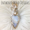 "Wondering Moon" Moonstone Statement Pendant In Sterling Silver And 14k Goldfilled Wire