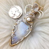 "Wondering Moon" Moonstone Statement Pendant In Sterling Silver And 14k Goldfilled Wire