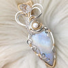 "Wondering Moon" Moonstone Statement Pendant In Sterling Silver And 14k Goldfilled Wire