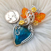 Artisan Cut Inspration Mine Gem Silica Chrysocolla, Sterling Silver, And 14k Goldfilled Heart Pendant