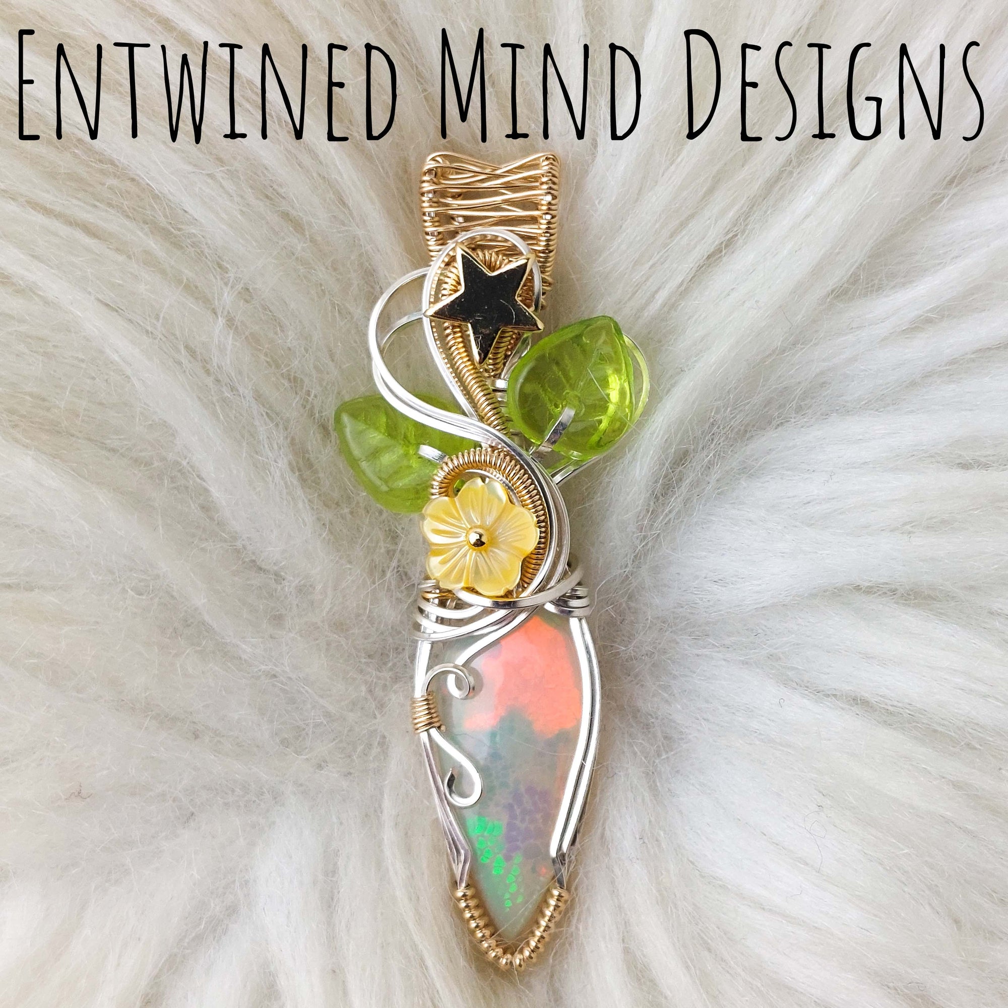 AAA Honey Comb Opal and Sterling Silver Pendant