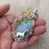 Unicorn and Moonstone Statement Pendant In Sterling Silver and 14k gold fill