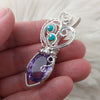 Natural Amethyst Statement Pendant In Sterling Silver