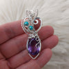 Natural Amethyst Statement Pendant In Sterling Silver