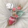 Artisan Cut Rhodochrosite And Sterling Silver Heart Pendant
