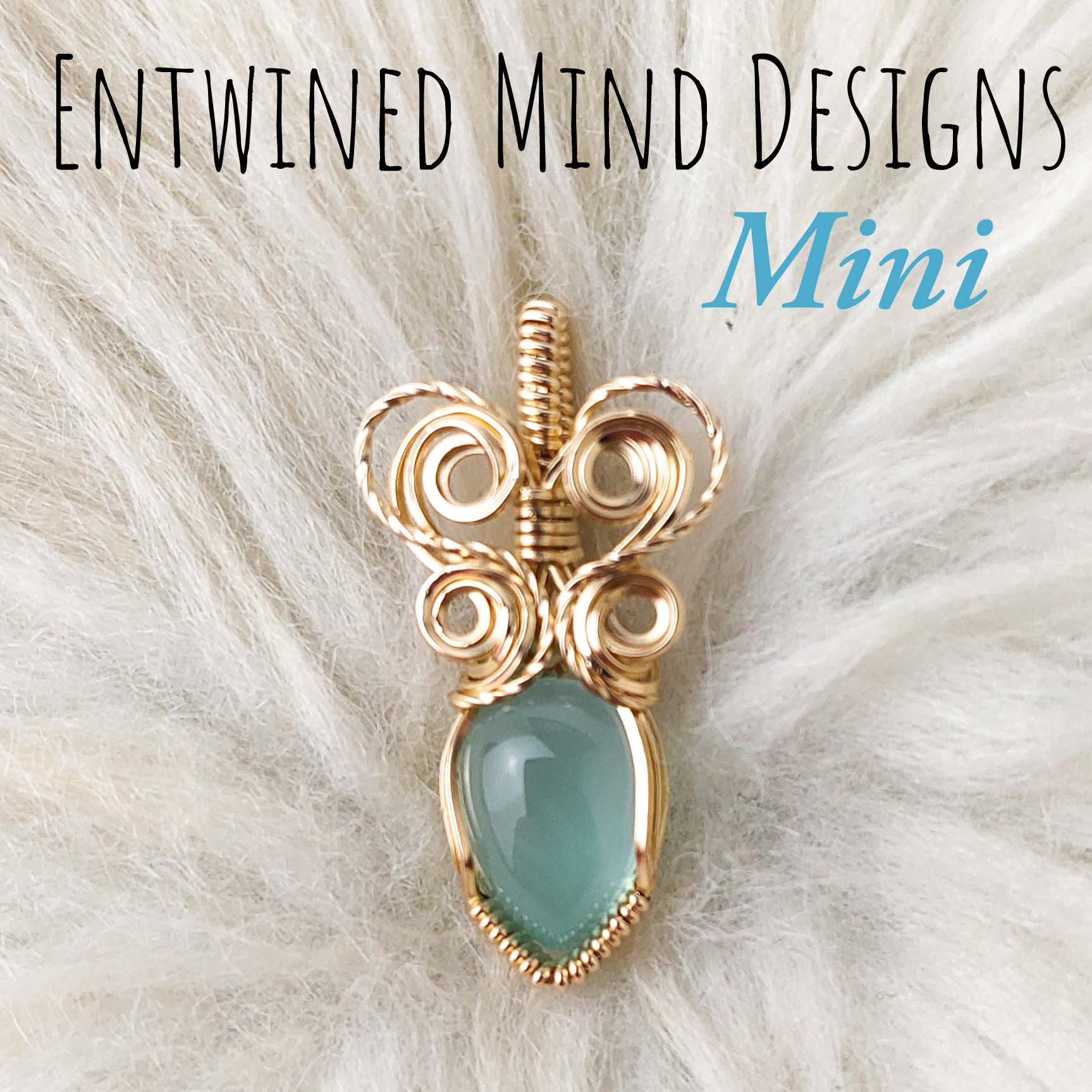 Aqua Chalcedony And 14k gold filled Mini Pendant