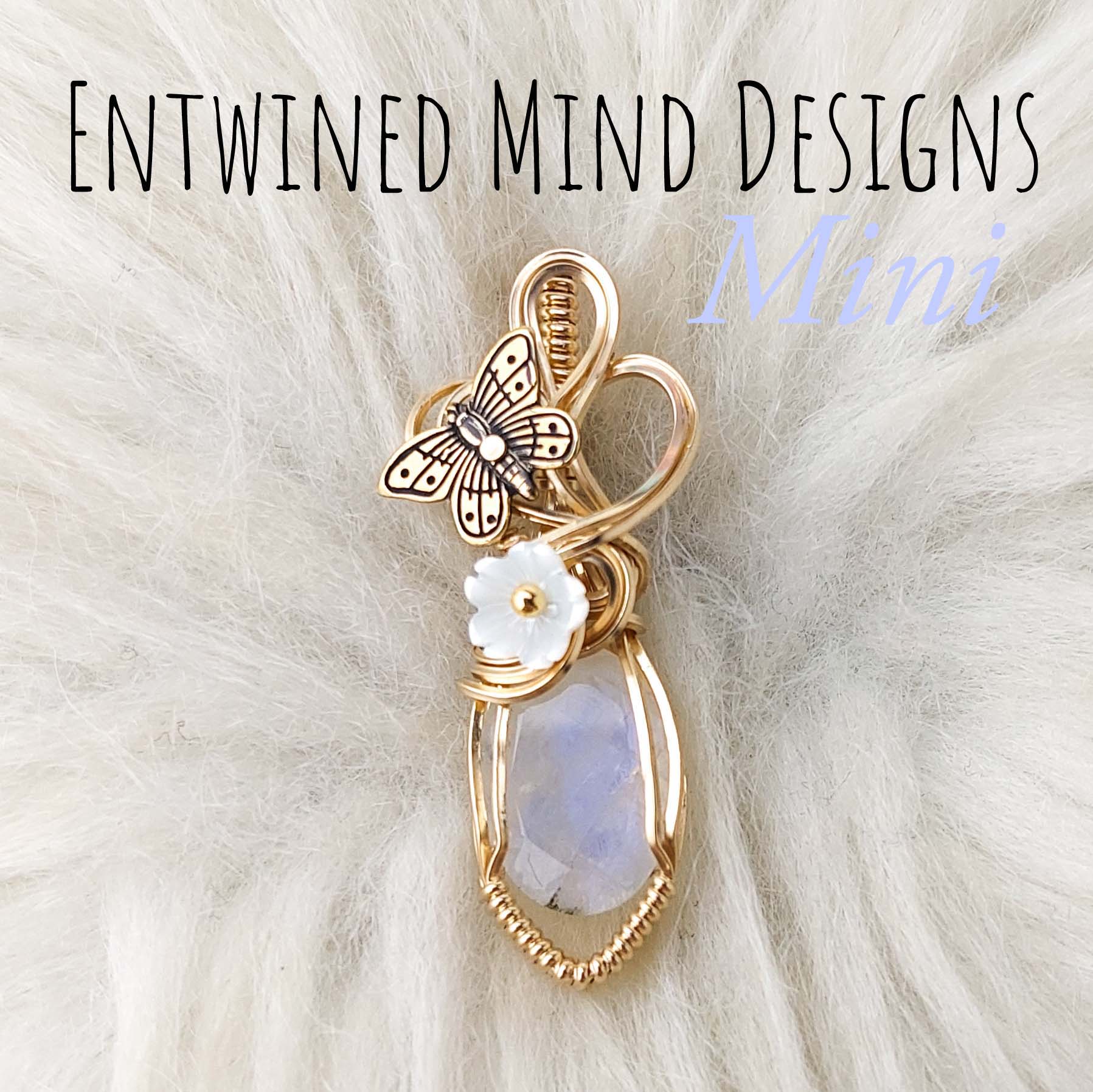 Butterfly And Faceted Moonstone And 14k gold filled Mini Pendant