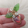Aurora Opal Faceted Heart Pendant In 14k Gold Filled Wire