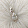 Silky White Moonstone Sterling Silver Mini Pendant