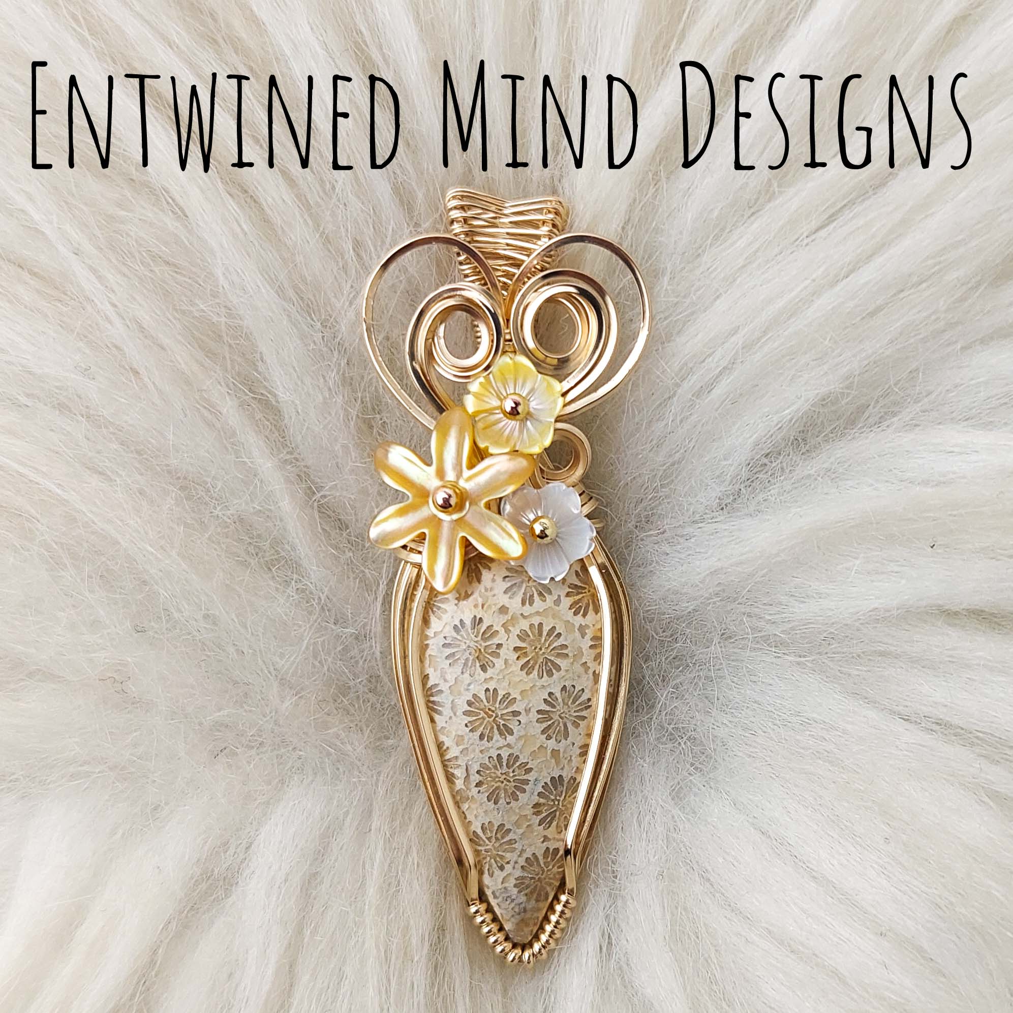 Fossil Coral Statement Pendant In 14k Gold Filled Wire