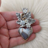 Purple Agate And Sterling Silver Heart Pendant