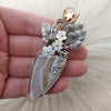 Lace Agate Sterling Silver and 14k Goldfilled Large Statement Pendant