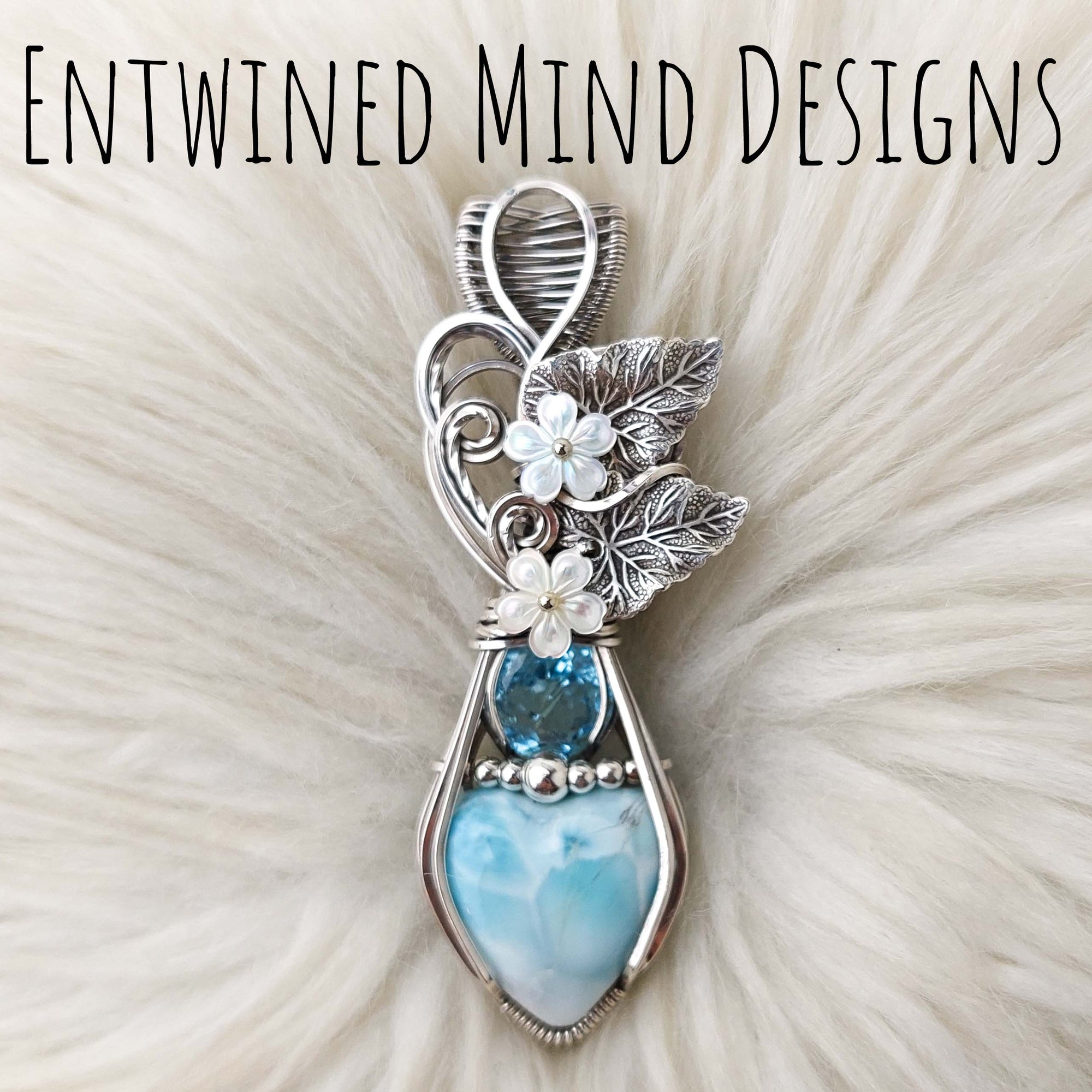 Larimar And Blue Topaz Statement Pendant In Sterling Silver
