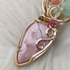 Artisan Cut Imperial Jasper, Tourmaline, and Aquamarine Gold Fill Statement Pendant
