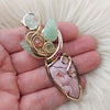 Artisan Cut Imperial Jasper, Tourmaline, and Aquamarine Gold Fill Statement Pendant