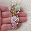 Artisan Cut Imperial Jasper, Tourmaline, and Aquamarine Gold Fill Statement Pendant