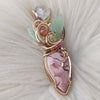 Artisan Cut Imperial Jasper, Tourmaline, and Aquamarine Gold Fill Statement Pendant