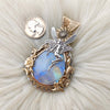"Fairy Dreams" Moonstone Statement Pendant In Sterling Silver And 14k Goldfilled Wire