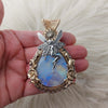 "Fairy Dreams" Moonstone Statement Pendant In Sterling Silver And 14k Goldfilled Wire