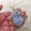 "Fairy Dreams" Moonstone Statement Pendant In Sterling Silver And 14k Goldfilled Wire