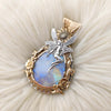 "Fairy Dreams" Moonstone Statement Pendant In Sterling Silver And 14k Goldfilled Wire