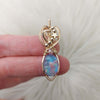 Carved Aurora Opal and Gold Filled Small Pendant