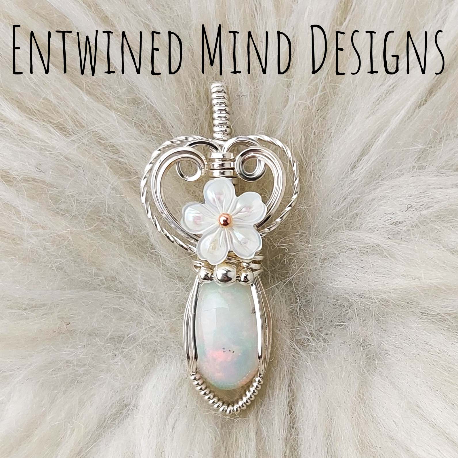3.5ct White Ethiopian Opal and Sterling Silver Small Pendant