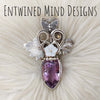 "Iris" 58ct Amethyst Statement Pendant In Sterling Silver And 14k Goldfilled Wire