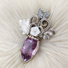 "Iris" 58ct Amethyst Statement Pendant In Sterling Silver And 14k Goldfilled Wire