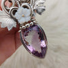 "Iris" 58ct Amethyst Statement Pendant In Sterling Silver And 14k Goldfilled Wire
