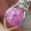 12ct Color Changing Firework Cut Pink Cubic Zirconia, Sterling Silver, and 14k Goldfilled Pendant