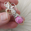 12ct Color Changing Firework Cut Pink Cubic Zirconia, Sterling Silver, and 14k Goldfilled Pendant