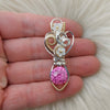 12ct Color Changing Firework Cut Pink Cubic Zirconia, Sterling Silver, and 14k Goldfilled Pendant