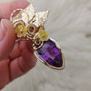 18ct Amethyst And 14k gold filled Statement Pendant