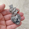 Dendritic Opal And Sterling Silver Heart Pendant
