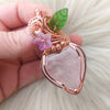 Rose Quartz Heart Pendant In Copper