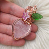 Rose Quartz Heart Pendant In Copper