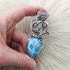 80ct AAA Turtle Back Larimar Statement Pendant In Sterling Silver