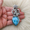 80ct AAA Turtle Back Larimar Statement Pendant In Sterling Silver