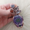 Amethyst Stalactite Slice And Copper Statement Pendant
