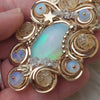 "Flower" 31ct Natural Ethiopian Opal And 14k gold filled Statement Pendant