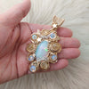 "Flower" 31ct Natural Ethiopian Opal And 14k gold filled Statement Pendant